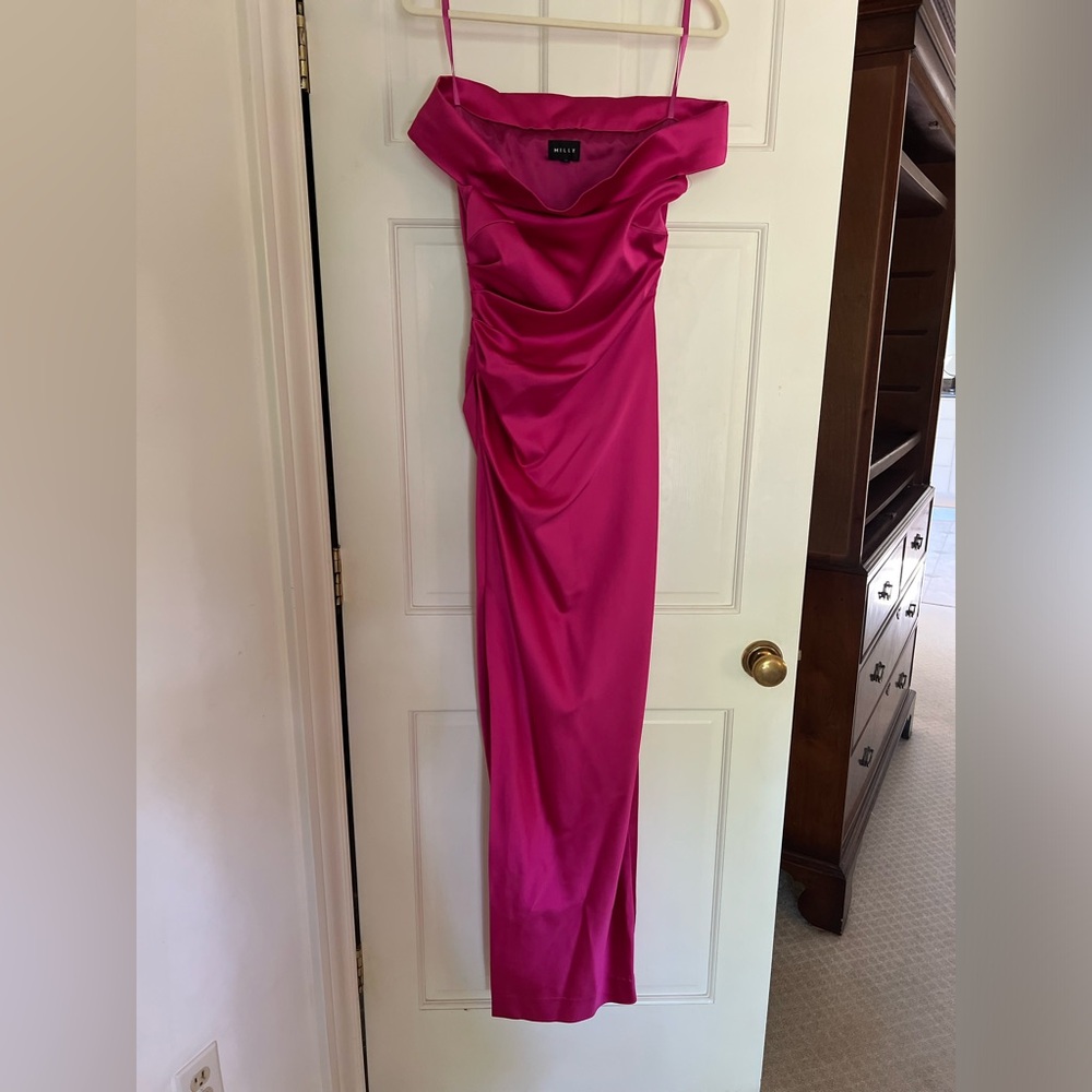 Milly off shoulder satin gown